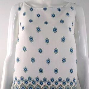 🇺🇸J. Jill Love Linen Shirt Womens Medium Paisley Tank Top Side Buttons Boho